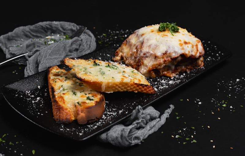 Garlic bread with herbs and parmesan